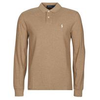 Polo Ralph Lauren Solid Color Polo Collar Straight Fit Long Sleeve Polo Shirt Men tops Camel 710680790-100 XS brown