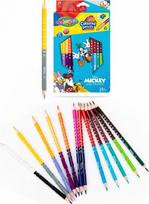 Colorino Vaikiški trikampiai pieštukai 24 spalvų 12 vienetų su galąstuvu Mickey - Patio