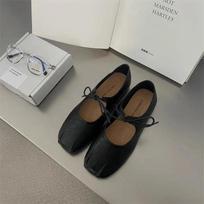 Women Ballet Flats Shallow Butterfly-knot Shoes Casual Soft Sole Women's Leather Shoes 35