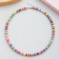 Bohemian Beach Colorful Clay Beaded Choker Necklace Boho Rainbow Polymer Clay 5 Colors Optional Jewelry Accessories