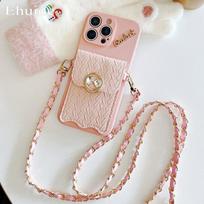 Metal Leather Strap Case for Xiaomi Mi 15T 14T Pro Redmi 15 15C POCO X7 X6 M6 Stand Crossbody Lanyard Woven Wallet Diamond Cover Redmi 14C 4G