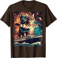 Funny Humor Titanic Cat Meme for Cat Lovers Sarcastic Unisex T-Shirt S įvairiaspalvis