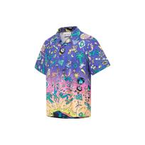 Li Ning X Steven Harrington Cartoon Anime All Over Print Loose Short Sleeve Shirt Men Shirts Purple ASHT017-2 XL blue