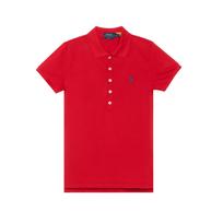 Polo Ralph Lauren SS23 Solid Color Single-Breasted Straight Fit Casual Short Sleeve Polo Shirt Women tops Red 211870245-004 S red