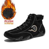 Fashion Winter Men Boots Suede Leather with Fur Ankle Boots Men Leisure Boots Keep Warm Western Boots Men Casual Sneakers Bota Masculina 38