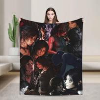 Tomb-Raider Lara Croft Antklodės Flanelinės Ruduo Žiema Išgyvenimas Vaizdo žaidimas Nešiojamos Super Minkštos Mėtymo Antklodės Lovai 75x90cm black