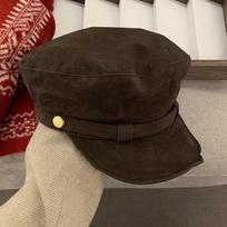 Retro Suede Beret Hat For Women Flat Top Newsboy Cap Autumn Winter Briti Sle Casual Foldable Warm Hat kava