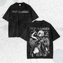 Hot game Nier Automata Type B Yorha Plus Size Unisex Anime Lover Washed Tshirt personality Clothes Year round clothing Couples S