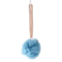 Wooden Long Handle Bath Brush Shower Body Mesh Back Scrubber Soft Nylon Cleaner beige