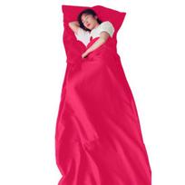 Sleeping Bag with Pillowcase Super Lightweight Foldable Resistant Waterproof Non-Fading Soft Wear Travel Sheet rožinė raudona spalva