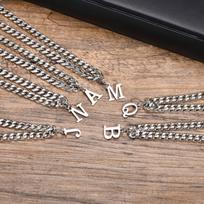 Initials Cuban Chain Necklaces for Men Boys,Waterproof A-Z 26 Alphabet Charm Pendant with 50cm/19.7  Stainless Steel Chain Gifts Y