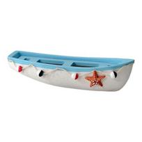 Handmade Ocean Wooden Boat Model Rustic Beach Style Canoe Figurine Nautical Themed Tabletop Ornament for Living Room Bedroom M tamsiai mėlyna spalva