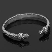 Stainless Steel Adjustable Viking Wolf Head Rune Men's Bracelet