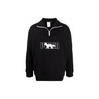 Puma X Maison Kitsune Collaborative Logo Print Half-Zip Sweatshirt Men Tops Black 532322-01 XXS black