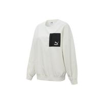 PUMA Cord Crewneck Sweatshirt with Contrasting Pocket Detail Women Tops White 534753-93 M