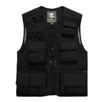 Men's Outdoor Multi-pocket Fishing Photography Vest Military Style Vest 7XL juoda