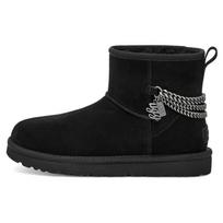UGG Classic Mini Two-Layer Leather Warm Non-Slip Fashion Chain Short Snow Boots Women Snow Boots Black 1123668-BLK 37 black