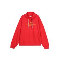 Levis Solid Color Loose Casual Stand Collar Long Sleeve Sweatshirt Women sweatshirt Red 77372-0000 XS