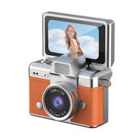 Yousheng nykščio dydžio atlenkiamu ekranu mini kamera, maža retro raktų pakabuko skaitmeninė kamera su 1,47  LCD ekranu, vintažinė mikro kišeninė kamera kelionėms, koncertams oranžinė