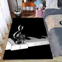 Black And White Musical Carpet With Piano Keys And Treble Clef Pattern Suitable for use as an anti-slip for living room bedroom sofas 40x60cm( 15x23in )
