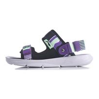 Li Ning Lightweight Comfortable One-Strap Two-Way Flat Sports Sandals Kids Sandals Black Purple YKUQ016-9 34 black
