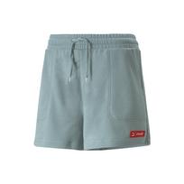 Puma X Coca-Cola Collaboration Solid Color Drawstring High-Waisted Straight-Leg Shorts Women shorts Green 536167-98 XS gray