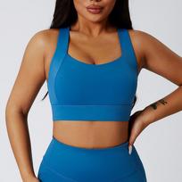 High-Impact Women's Sports Bra - European & American Sizes, Shockproof, Breast-Supportive, I-Shaped Yoga Vest 8/M blue