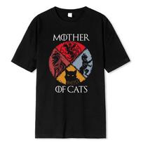 Cat Family Mother Of Cats Printing Male T Shirts Quality Tshirt Summer Casual Cotton Tops Hip Hop Tee Clothes Man 80394 M juoda