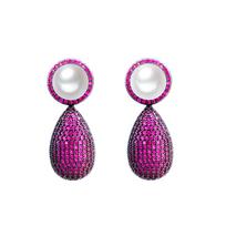 Needle Light Luxury Zircon Removable Two Wearing Pearl Earrings Temperament High Cold Full Diamond Round Stud Earrings