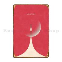 Vostok Rocket Minimal Retro Design Moon Red Metal Sign Cinema Designs Mural Cinema Cinema Tin Sign Poster 20x30cm