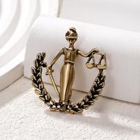 Retro Villain Twelve Constellations Series Scales Goddess Style Libra Accessory Brooch 4*4CM