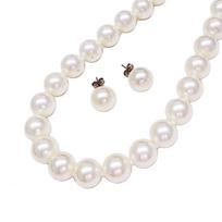 [Your and My Jewelry Box] Pearl Necklace, Akoya Pearl Necklace and Earrings Set  White Color 10mm 42cm Earrings Made in Japan [Gift Wrapped]