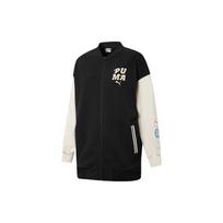 Puma Bomber striukė su logotipo spauda ir vintažinių spalvų blokine moteriška striukė juoda 536309-01 S white