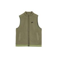 Nike Fleece Winter Vest With Embroidered Logo, Stand-Up Collar Men Tops Green DQ4899-222 XS