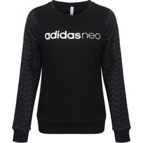 Adidas Neo Aop Sweat Logo Casual Letter Round Neck Pullover Sweatshirt Women sweatshirt Black CW5189 S
