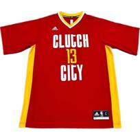 Adidas X NBA Collaboration Houston Rockets James Harden Clutch City Logo Letter Number Print Short Sleeve Basketball Shirt Men Tops Red AT6326 S