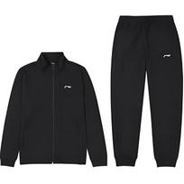 Li-Ning New Era Solid Color Zip-Up Stand Collar Casual Cardigan Sweatpants Hoodie Set Unisex Set Black AWET033-1 M