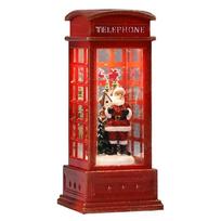 Kalėdinė kaštoninė telefono būdelė Kalėdinė darbalaukio puošmena Šviečianti telefono būdelė Kūrybiška nakties šviesa Kalėdinės dovanos Santa Claus red