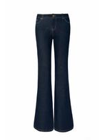 In-stock American Retro Low Waist Straight Leg Flare Jeans - Elastic Slim Fit Highlights Waistline Medium tamsiai mėlyna spalva