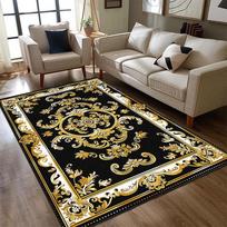 Premium Golden Yellow Soft Rug Durable Washable Area Rug Non-Slip Black Floor Cover for Living Room Kids Friendly Bedroom Decor 40x60cm