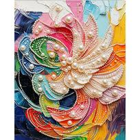 Colored Leaves Pearl Art Kit 30x40cm Frameless Floral Pearl Diamond Painting DIY Gem Art Craft Gift for Friends & Family Home Wall Decor 30x40cm