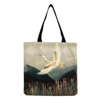 Women Vintage Linen Tote Bag - Large Capacity Print Shoulder Handbag for Casual & Grocery Shopping KTB hm2149