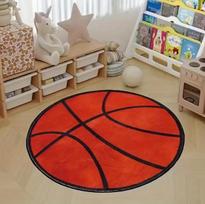 Basketball Themed Circular Area Mat Comfortable and Machine Washable Bedroom Living Room Game Room Decoration Bedroom Carpet 80cm x 80cm