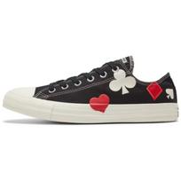 Converse Chuck Taylor All Star Low Deck of Card Unisex Sneakers Black Enamel-Red Erget 165670C 39.5