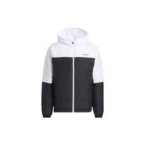 Adidas Neo Down Colorblock Hooded Puffer Jacket With Large Logo Print Men Outerwear Black H45258 M