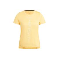 Adidas Terrex Agravic Trail Running Tee Logo Print Round Neck Quick-Dry Sports Short Sleeve T-Shirt Women Tops Yellow IP4823 S