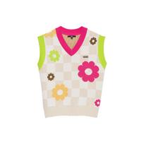 Vans V-Neck Floral Print Sleeveless Sweater Vest Women tops Multicolor VN00076D2N1 L