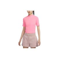 Nike Sportswear Essentials Solid Polo Short Sleeve T-Shirt Women Tops Coral-Pink DV7959-611 M pink