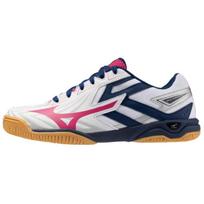Mizuno  Wave Kaiserburg 8 Wide White Navy Pink Women Sneakers Gum 81GA242004 36.5