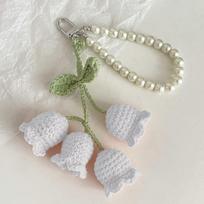 Korean-Style Cute Pearl & Crochet Lily of the Valley Keychain with Decorative Buckle
